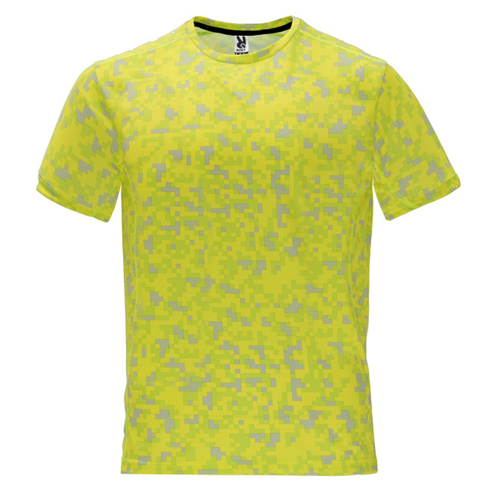 ROLY Pánské sportovní tričko ASSEN, pixel fluorescenšbí žlutá - XXL